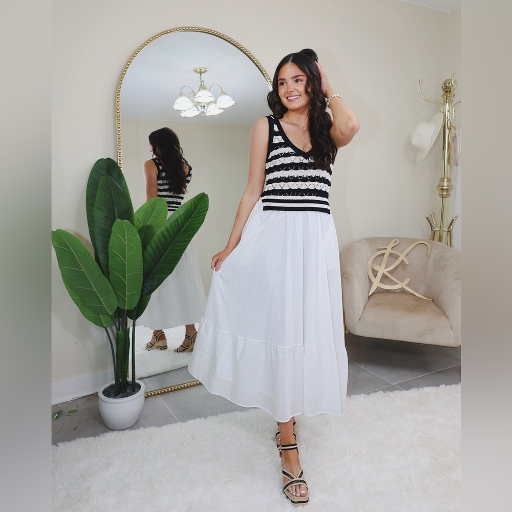 ELAN BREEZY CONTRAST KNIT MAXI DRESS